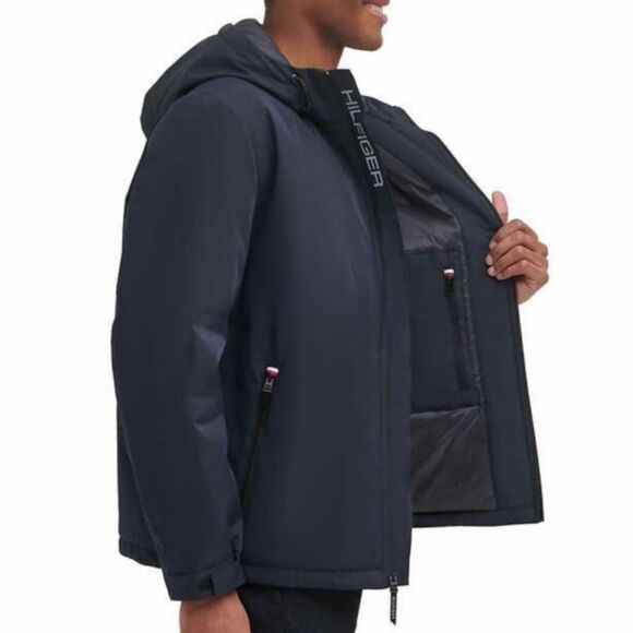 Tommy Hilfiger Men's L Performance Jacket Coat Full Zip Lined Navy Blue NWT